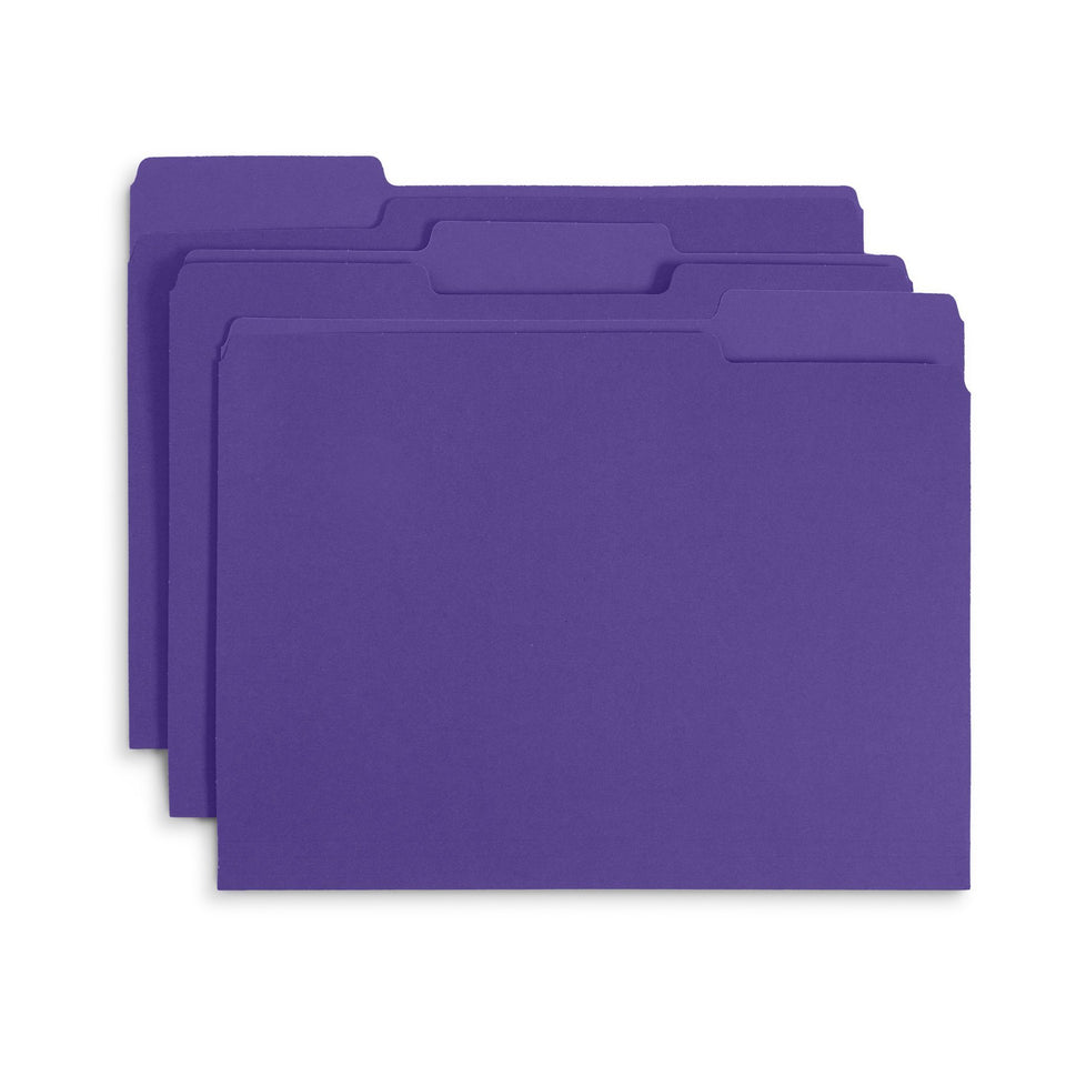 File Folders, Letter Size, Purple, 100 Pack Folders Blue Summit Supplies
