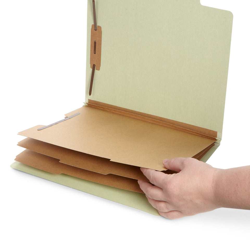 Classification Folders with 3 Dividers, Letter Size, Grey/Green, 10 Count Folders Blue Summit Supplies