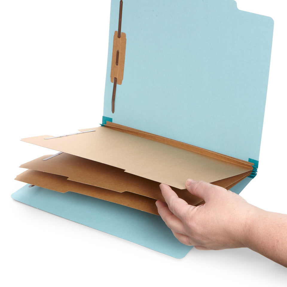 Classification Folders with 3 Dividers, Letter Size, Light Blue, 10 Count Folders Blue Summit Supplies