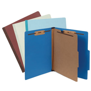 Classification Folders with 2 Dividers, Letter Size, Assorted Colors, 12 Count Folders Blue Summit Supplies