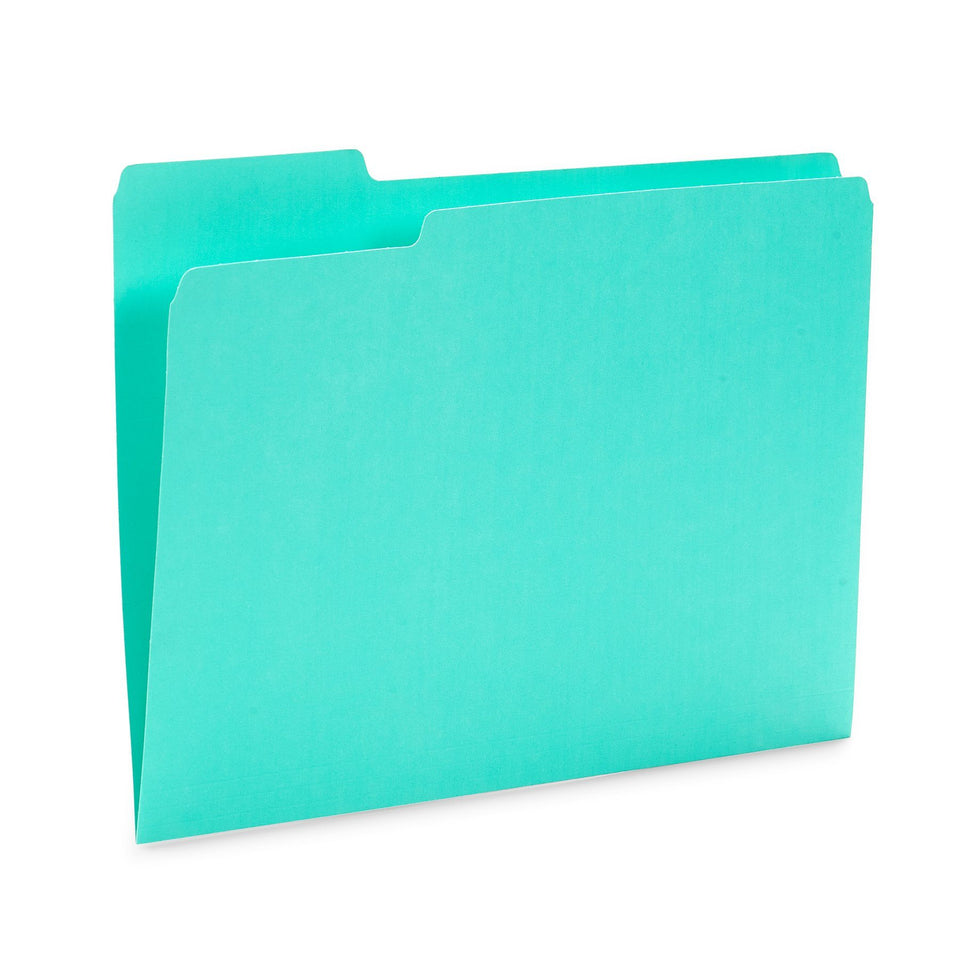 File Folders, Letter Size, Assorted Ocean Tone Colors, 100 Pack Folders Blue Summit Supplies