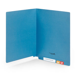 End Tab Fastener File Folders, Reinforced Tab, Letter Size, Blue, 50 Pack Folders Blue Summit Supplies