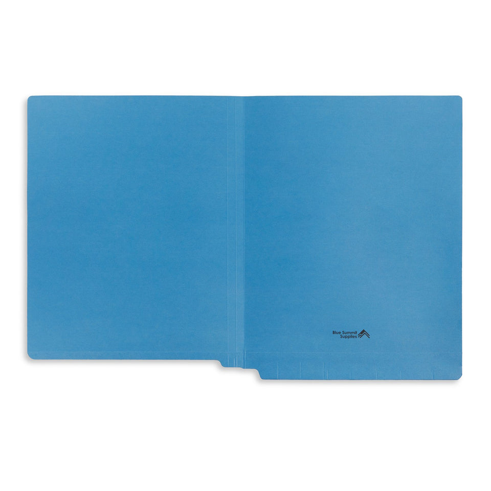 End Tab Fastener File Folders, Reinforced Tab, Letter Size, Blue, 50 Pack Folders Blue Summit Supplies