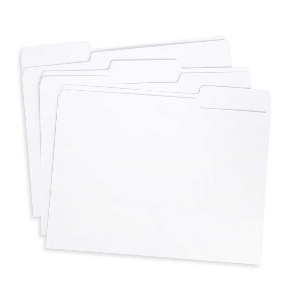 File Folders, Letter Size, White, 100 Pack Folders Blue Summit Supplies