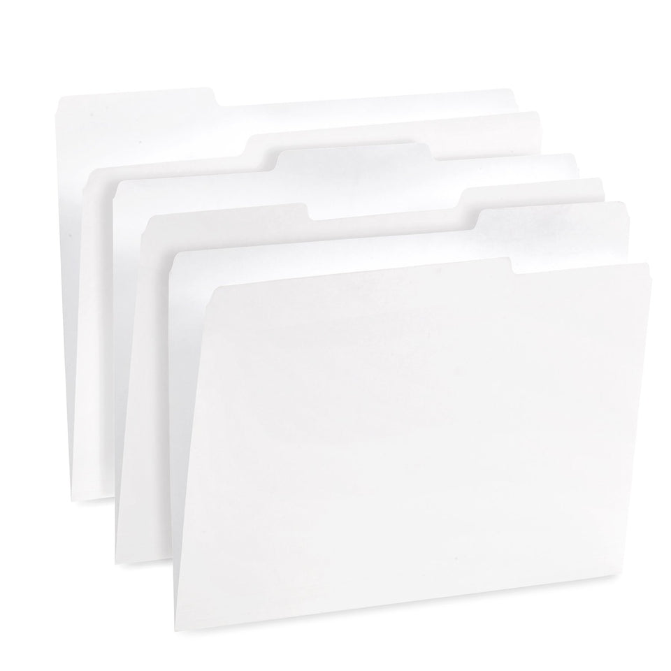 File Folders, Letter Size, White, 100 Pack Folders Blue Summit Supplies
