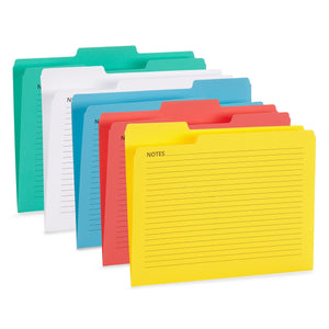 Notes File Folders, Letter Size, Assorted Colors, 25 Pack Folders Blue Summit Supplies