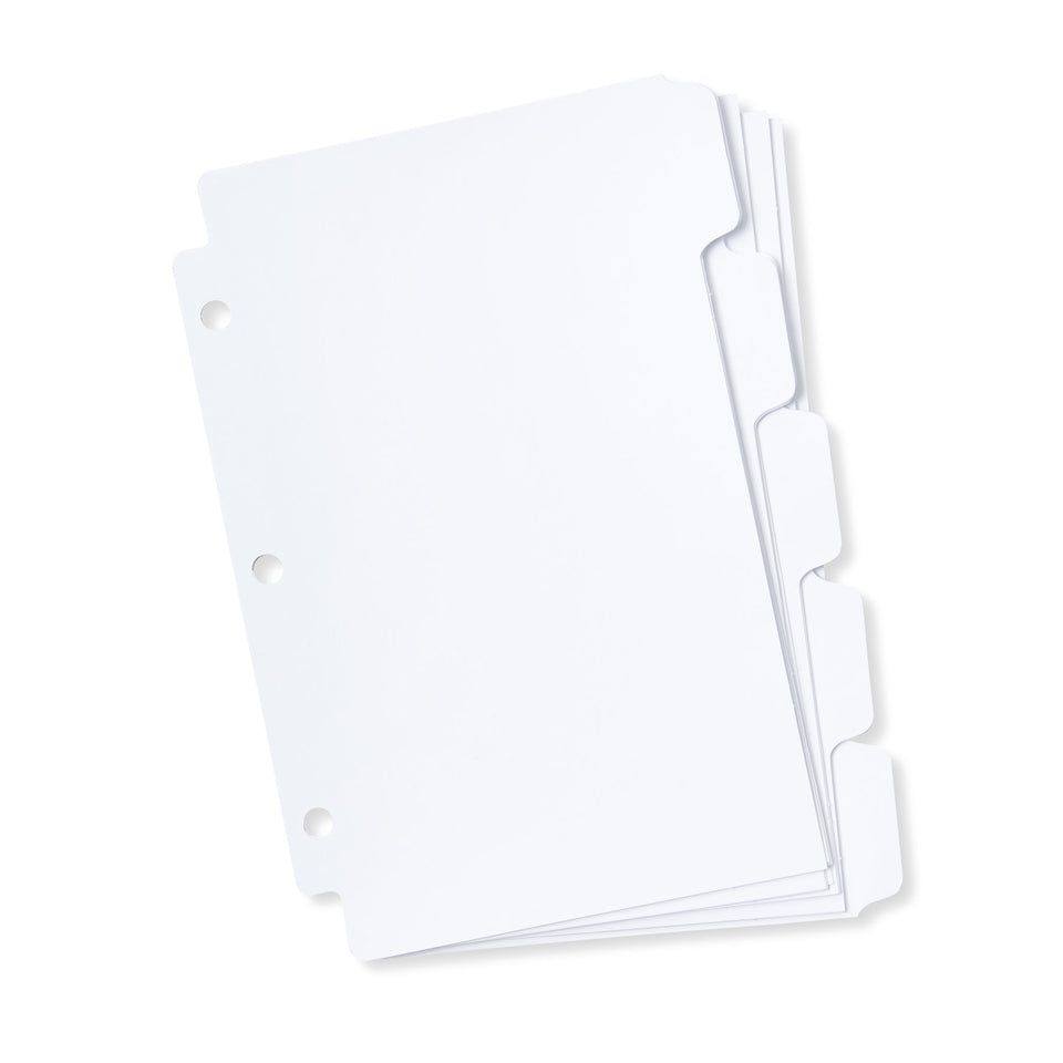 Mini 3 Ring Binder Dividers, 8.5” x 5.5”, 1/5 Cut Tabs, 30 Pack Binder Dividers Blue Summit Supplies