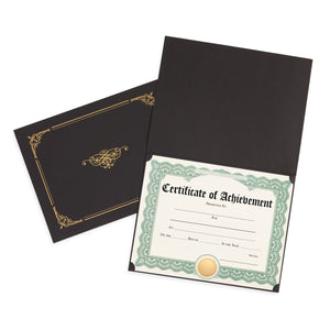 Black Award Certificate Holders with Gold Foil, Letter Size, 25 Pack Folders Blue Summit Supplies