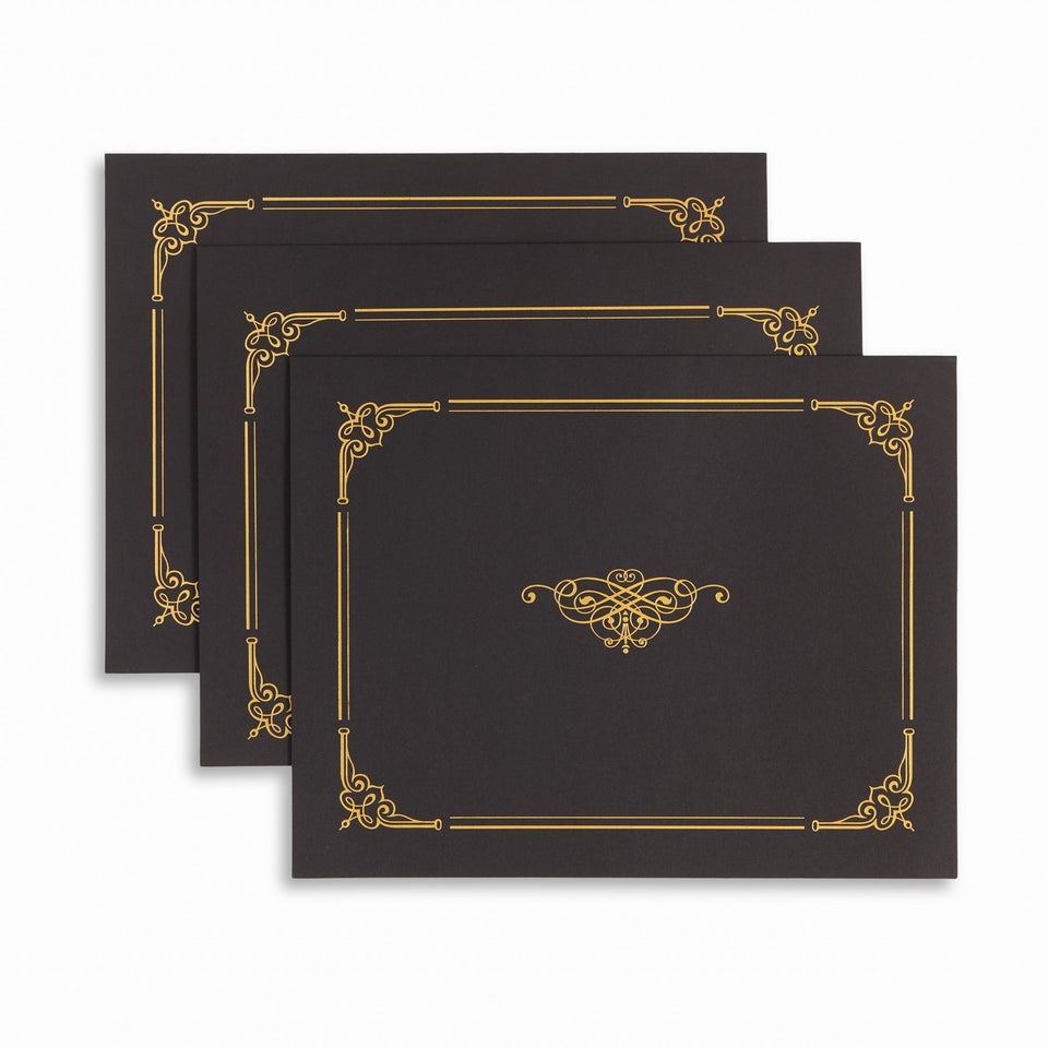 Black Award Certificate Holders with Gold Foil, Letter Size, 25 Pack Folders Blue Summit Supplies