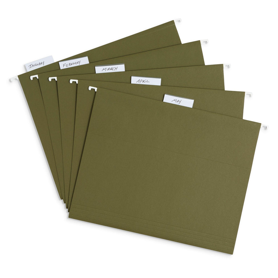 Hanging File Folders, Letter Size, Green, 25 Pack Folders Blue Summit Supplies