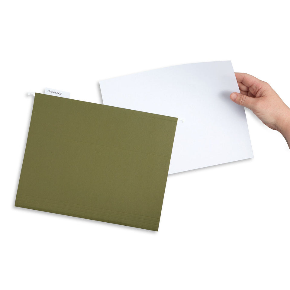Hanging File Folders, Letter Size, Green, 25 Pack Folders Blue Summit Supplies