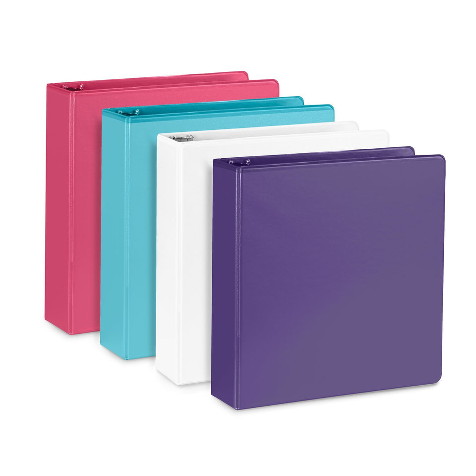 2’’ 3-Ring Binders, Assorted Bright Colors, 4 Pack binders Blue Summit Supplies
