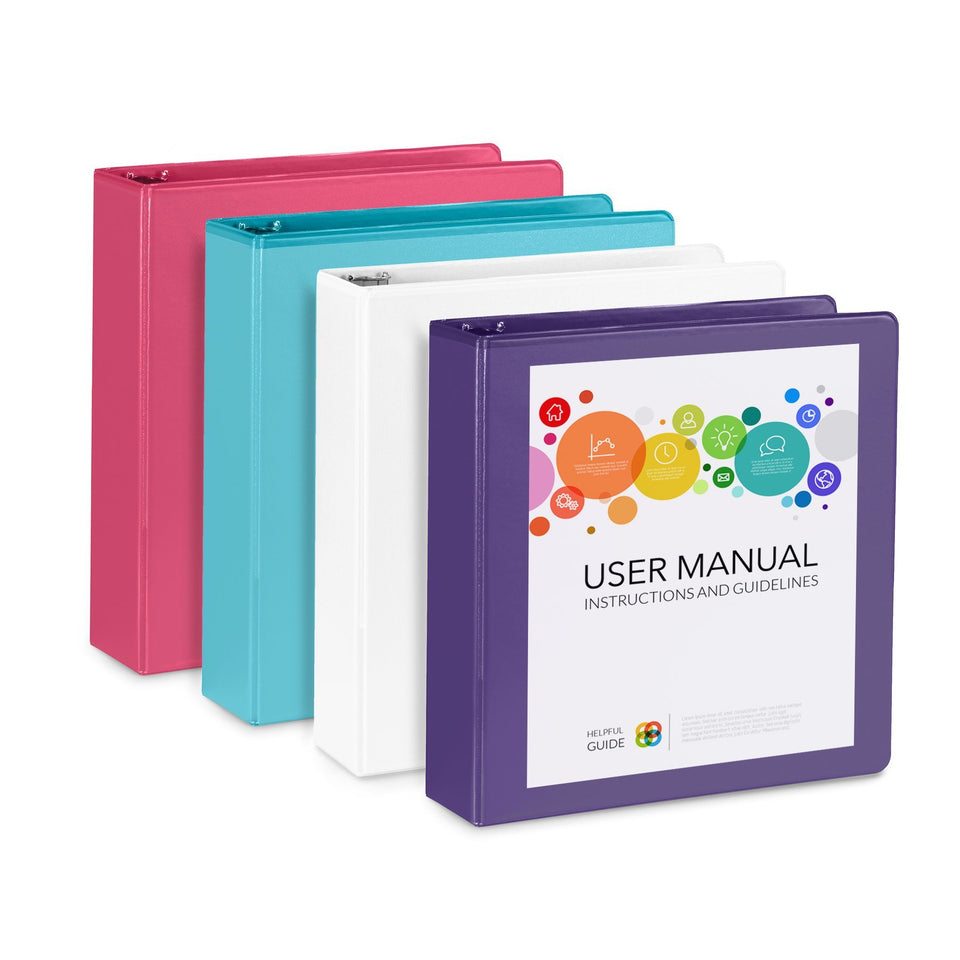 2’’ 3-Ring Binders, Assorted Bright Colors, 4 Pack binders Blue Summit Supplies