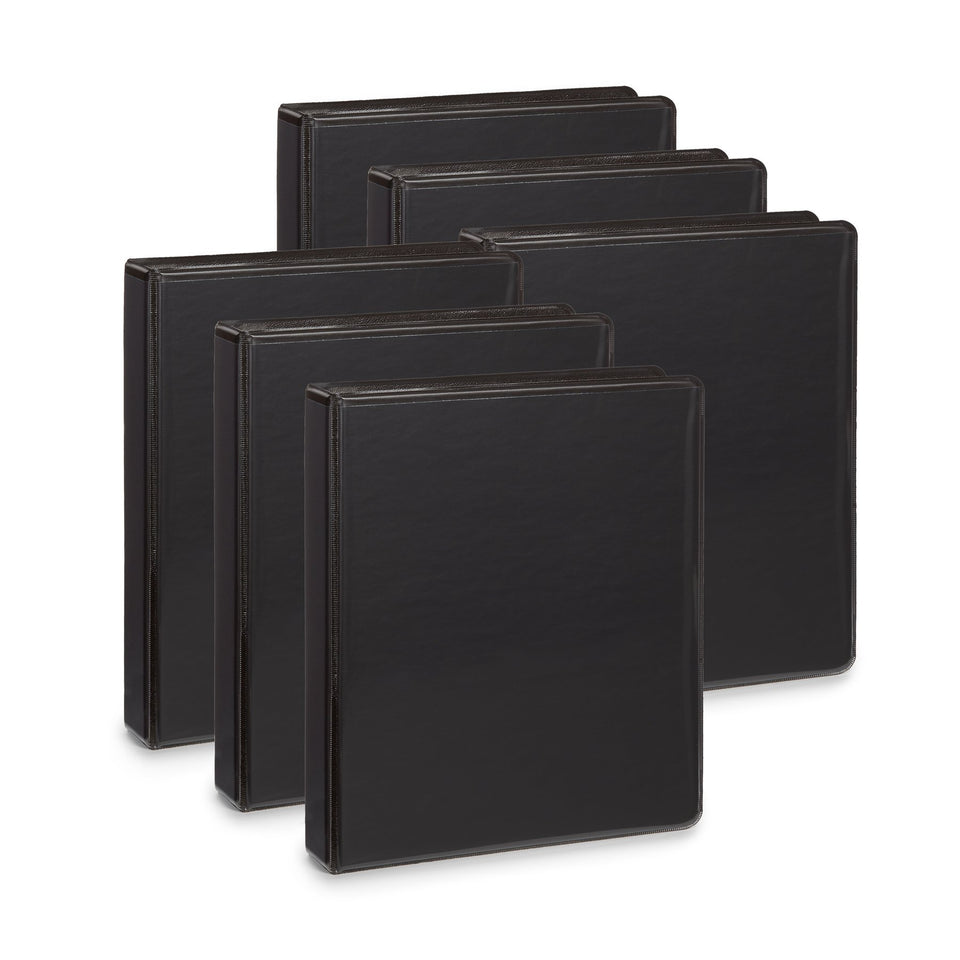 1” Mini 3-Ring Binder, Black, 6 Count binders Blue Summit Supplies