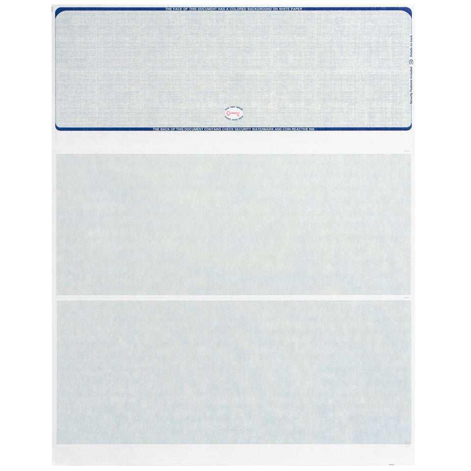 Blank Check Stock, Perforated, 500 Sheets Business Forms Blue Summit Supplies