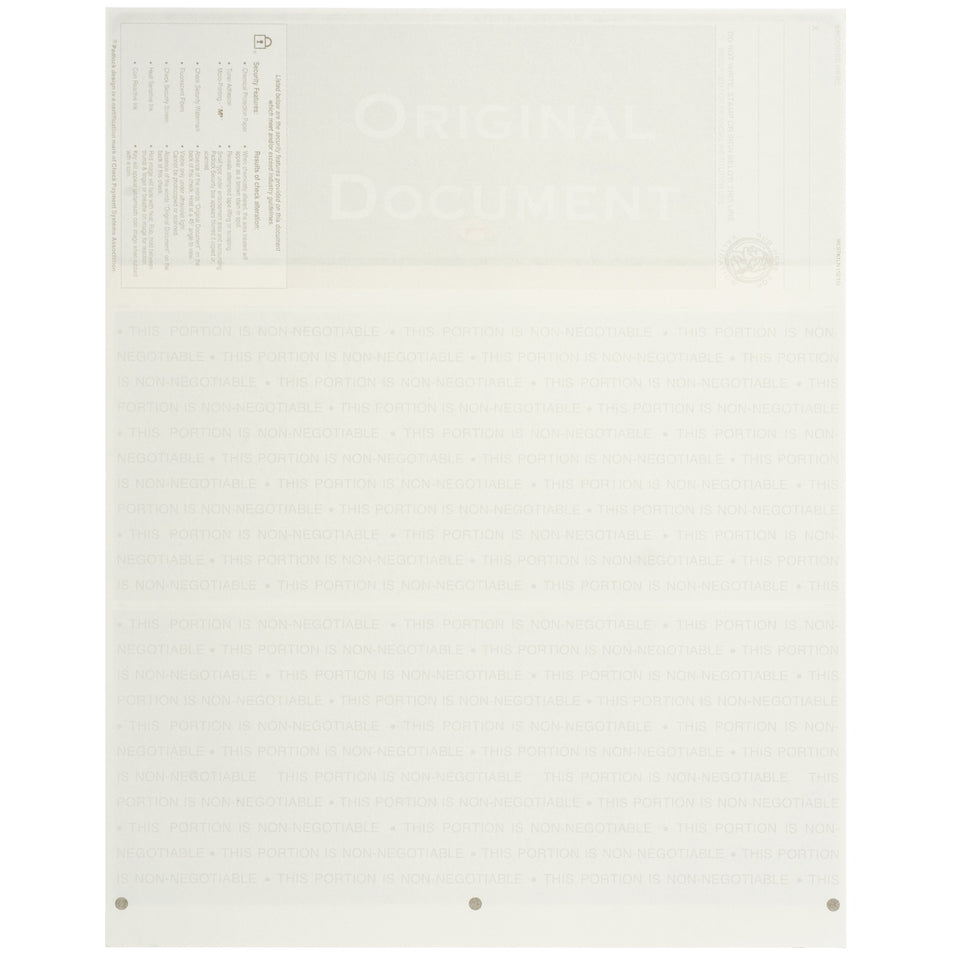 Blank Check Stock, Perforated, 500 Sheets Business Forms Blue Summit Supplies