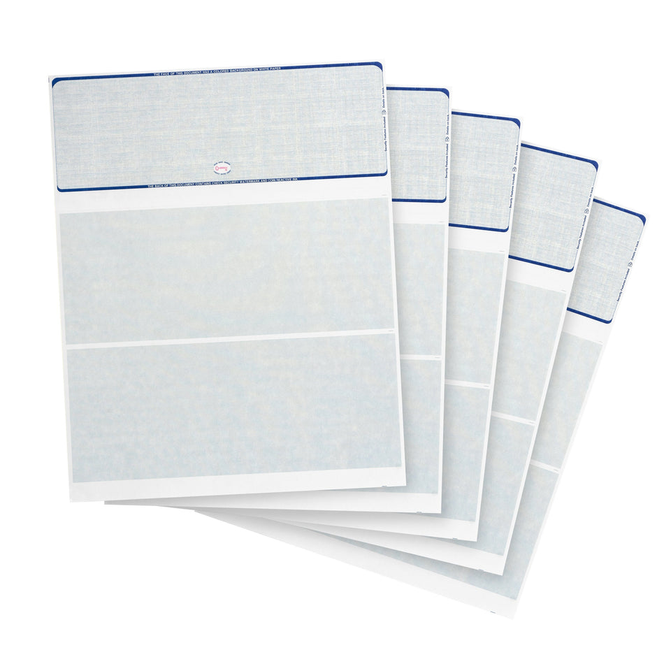 Blank Check Stock, Perforated, 500 Sheets Business Forms Blue Summit Supplies