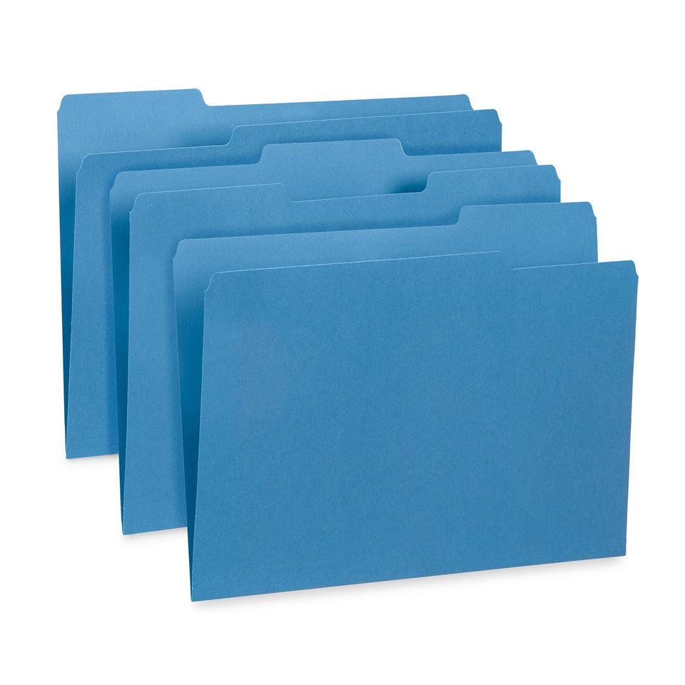 File Folders, Letter Size, Blue, 100 Pack Folders Blue Summit Supplies