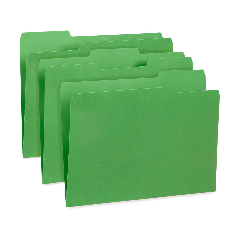 File Folders, Letter Size, Green, 100 Pack Folders Blue Summit Supplies