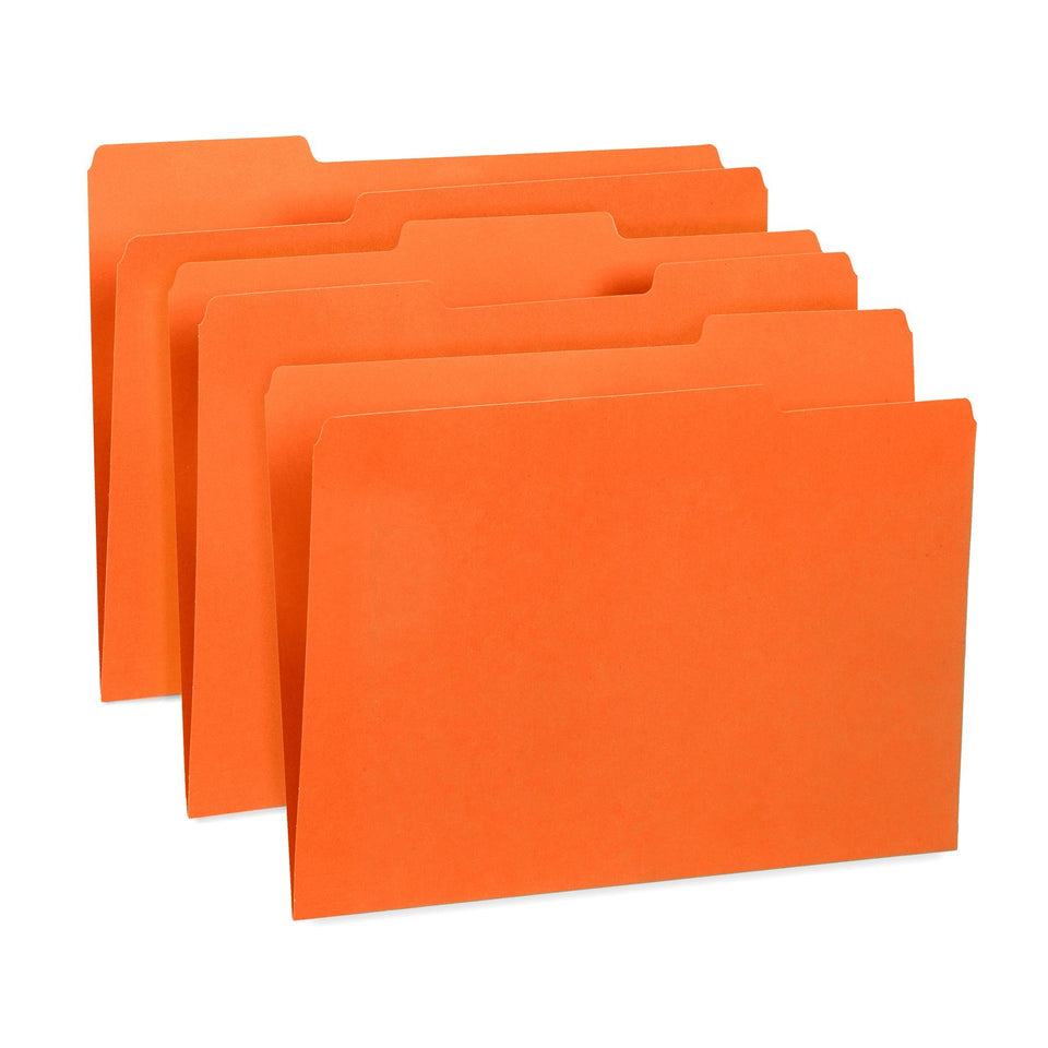 File Folders, Letter Size, Orange, 100 Pack Folders Blue Summit Supplies