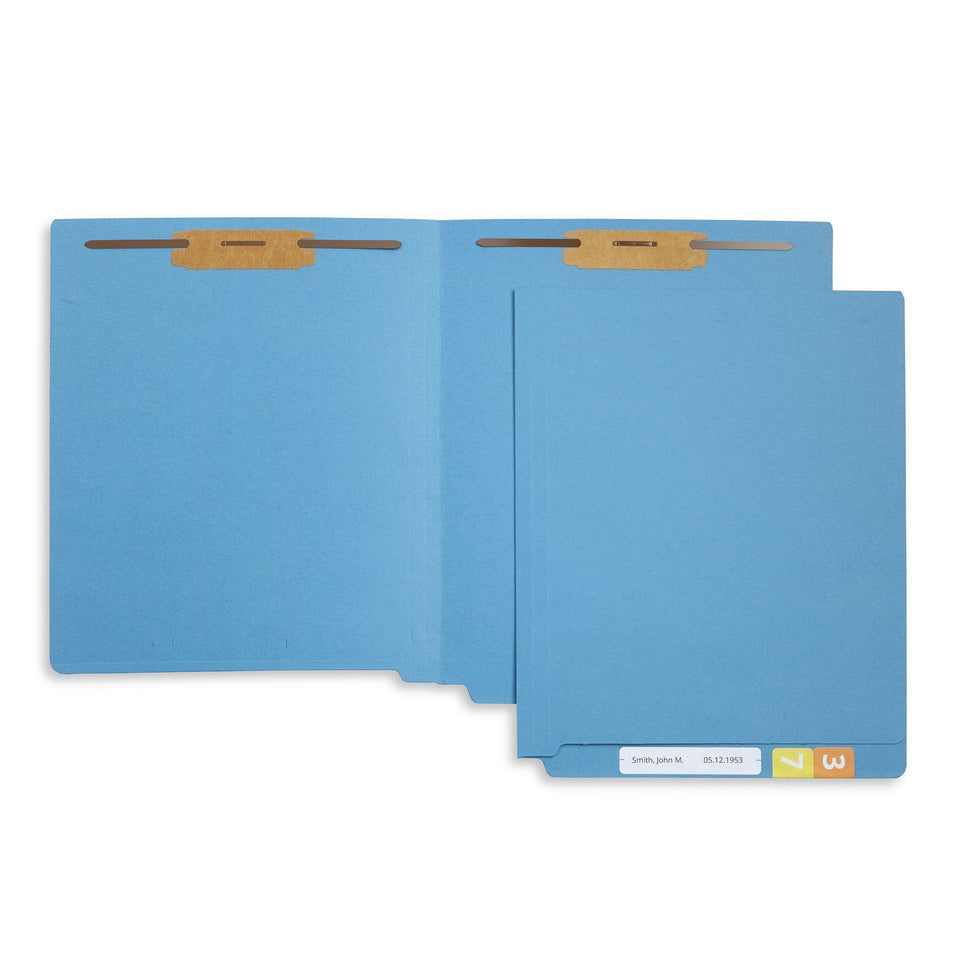 End Tab Fastener File Folders, Letter Size, Blue, 50 Pack Folders Blue Summit Supplies