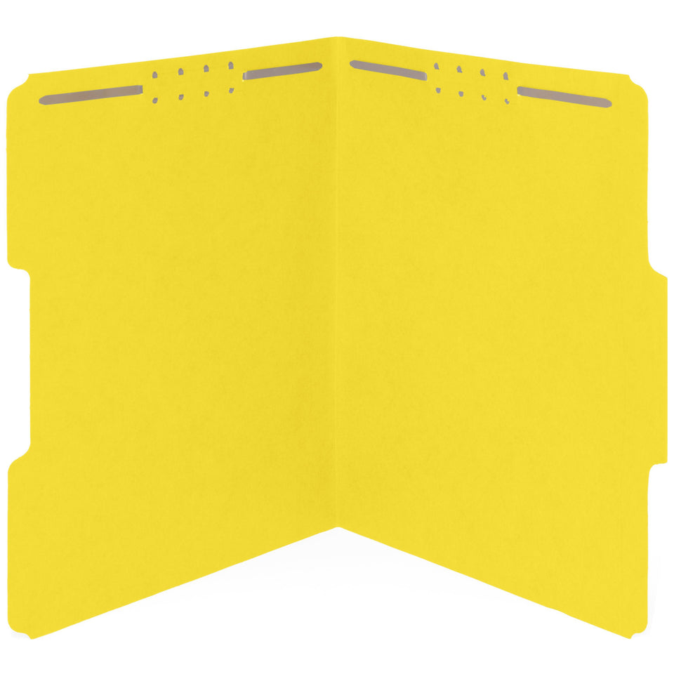 Fastener File Folders, Letter Size, Yellow, 50 Pack Folders Blue Summit Supplies