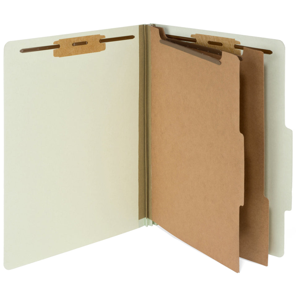 Classification Folders with 2 Dividers, Letter Size, Gray/Green, 10 Count Folders Blue Summit Supplies