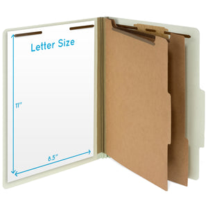 Classification Folders with 2 Dividers, Letter Size, Gray/Green, 10 Count Folders Blue Summit Supplies