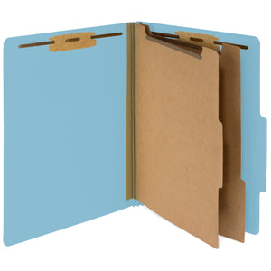 Classification Folders with 2 Dividers, Light Blue, 10 Pack Folders Blue Summit Supplies 