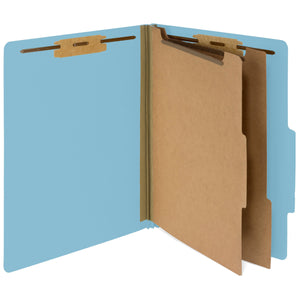 Classification Folders with 2 Dividers, Light Blue, 10 Pack Folders Blue Summit Supplies