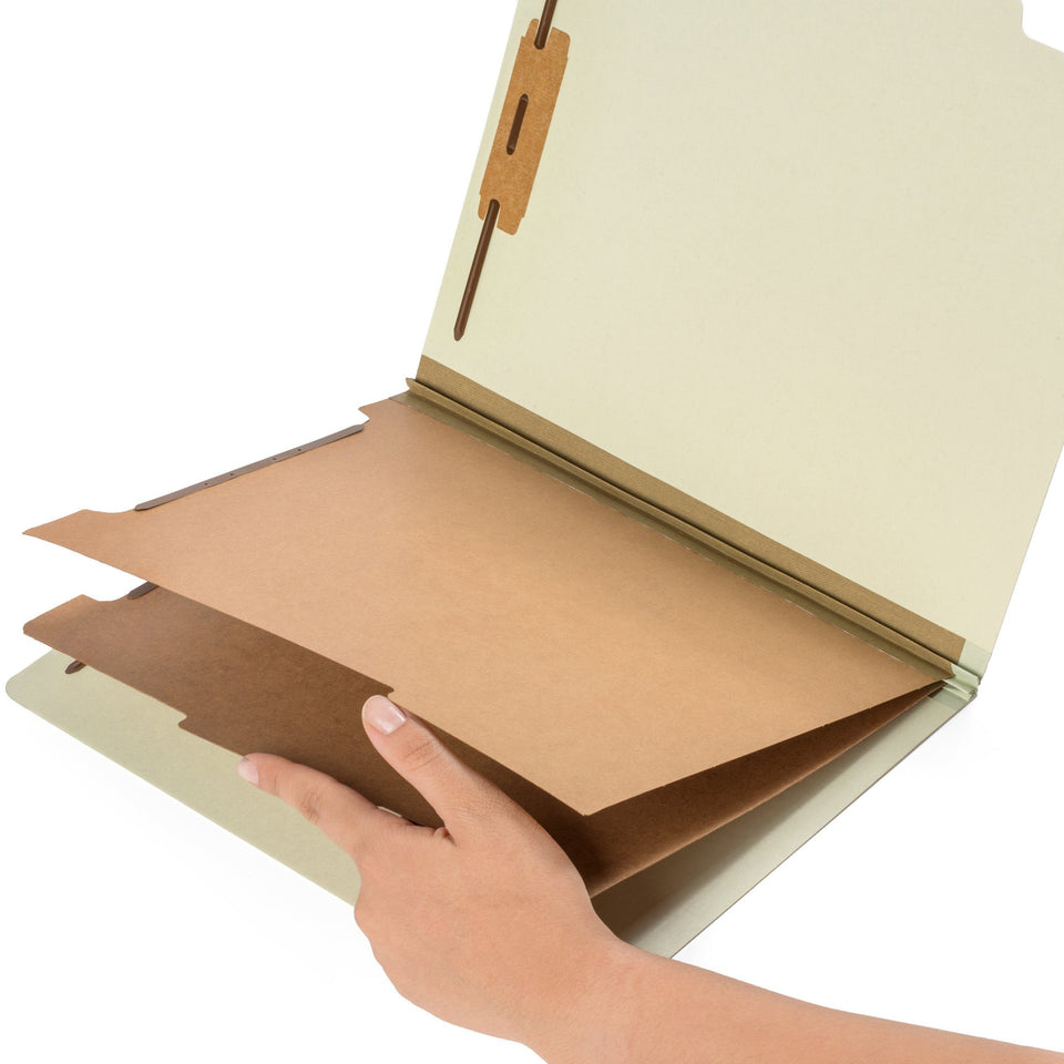 Classification Folders with 2 Dividers, Letter Size, Gray/Green, 10 Count Folders Blue Summit Supplies