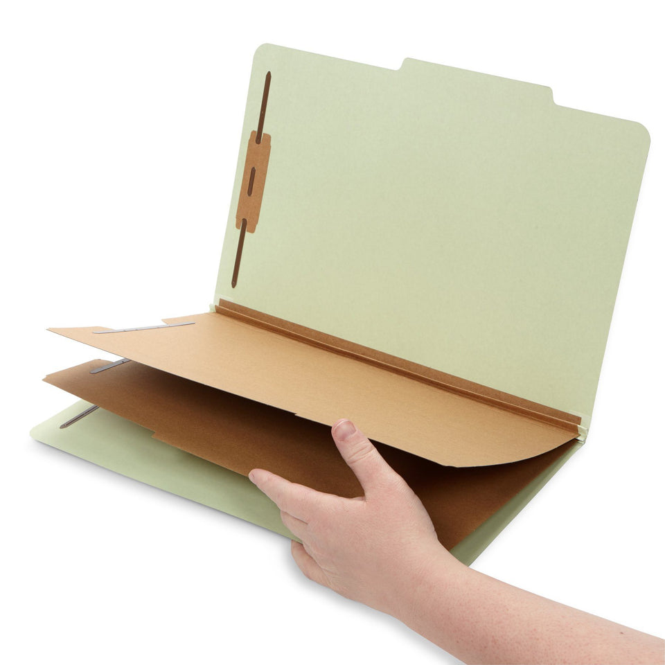 Classification Folders with 2 Dividers, Legal Size, Gray/Green, 10 Count Folders Blue Summit Supplies