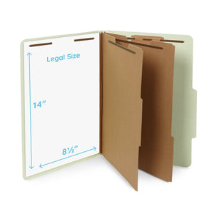 Classification Folders with 2 Dividers, Legal Size, Gray/Green, 10 Count Folders Blue Summit Supplies
