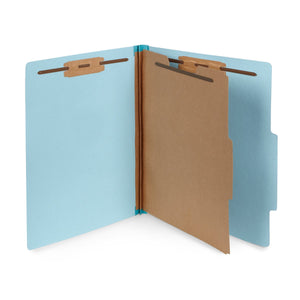 Classification Folders with 1 Divider, Letter Size, Light Blue, 10 Count Folders Blue Summit Supplies