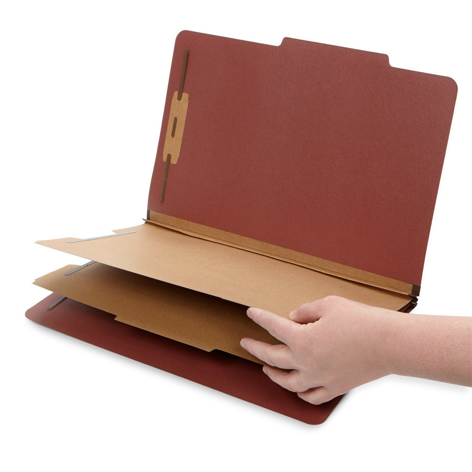 Classification Folders with 2 Dividers, Legal Size, Red, 10 Count Folders Blue Summit Supplies