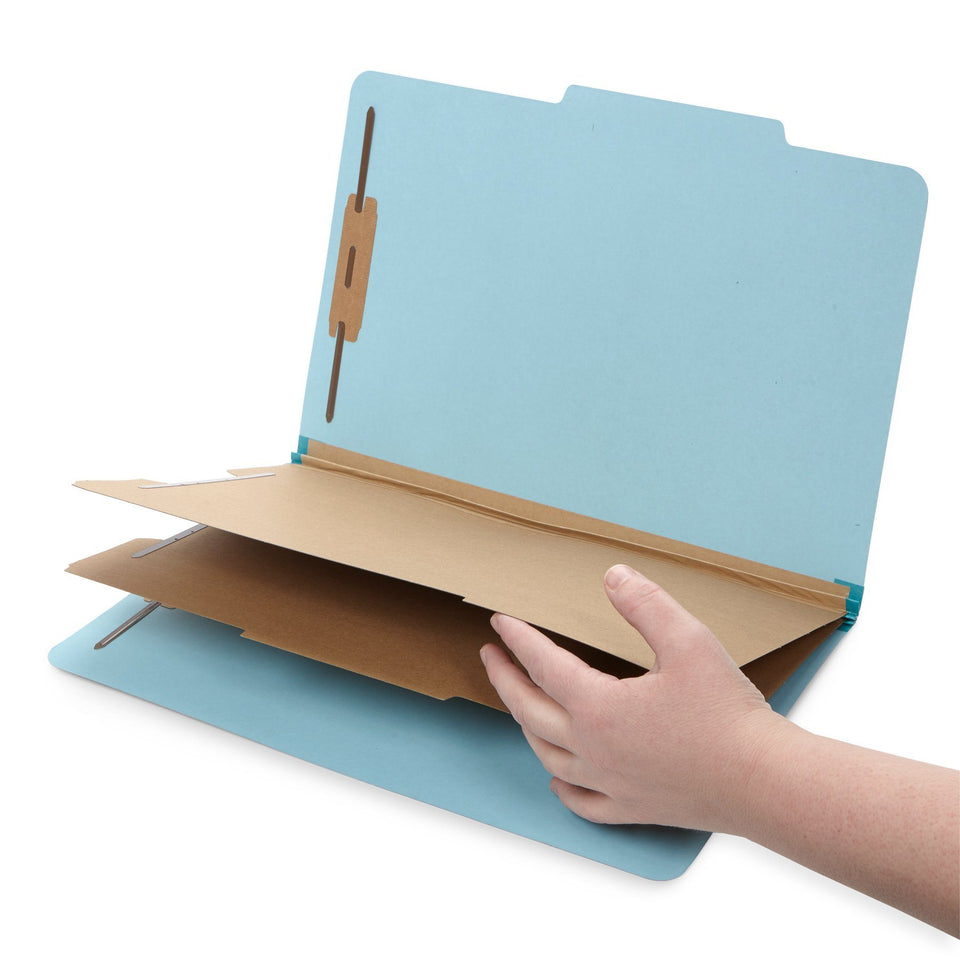 Classification Folders with 2 Dividers, Legal Size, Light Blue, 10 Count Folders Blue Summit Supplies