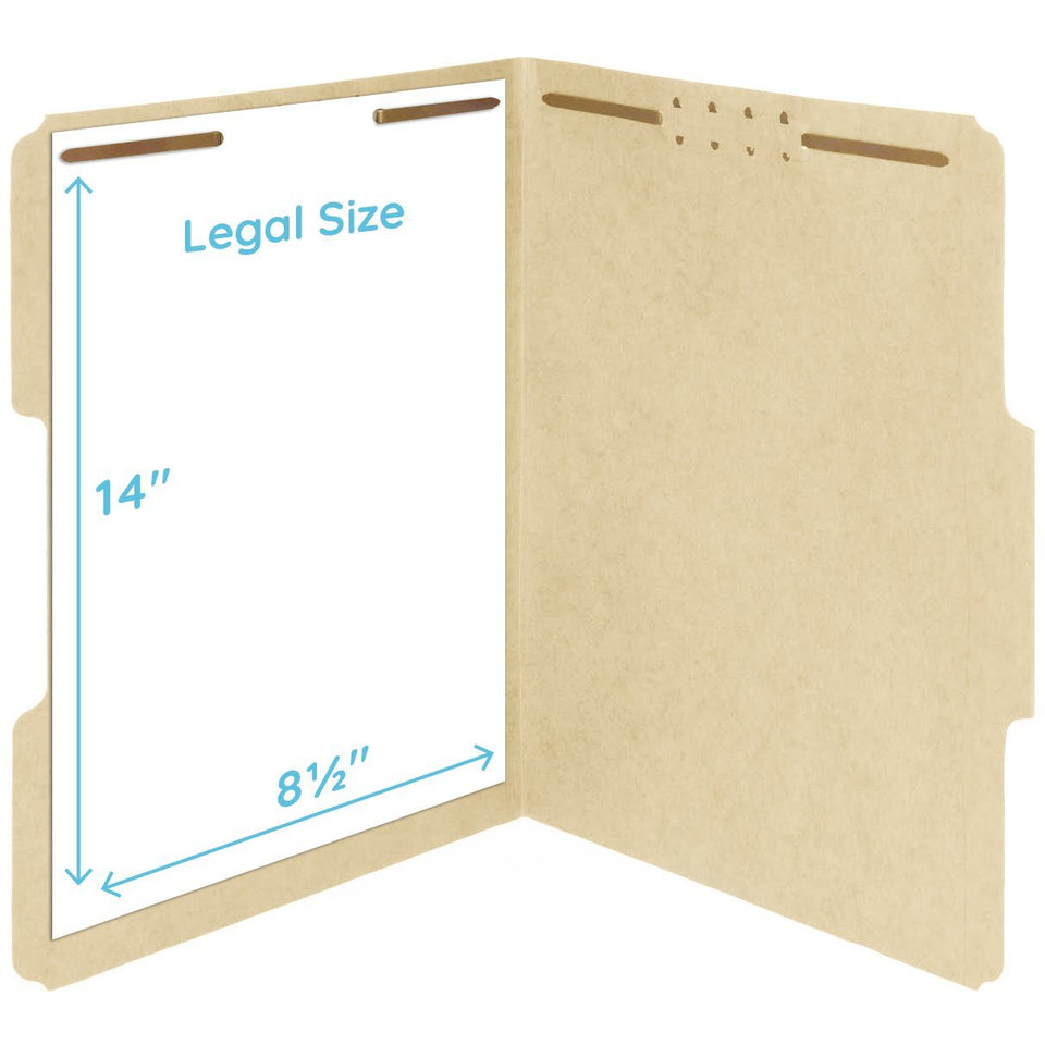 Fastener File Folders, Legal Size, Manila, 50 Pack Folders Blue Summit Supplies