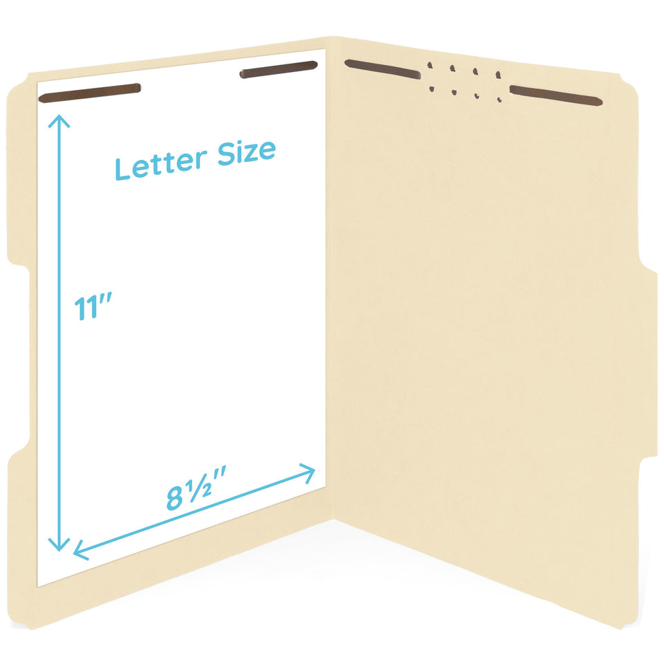 Fastener File Folders, Letter Size, Manila, 50 Pack Folders Blue Summit Supplies
