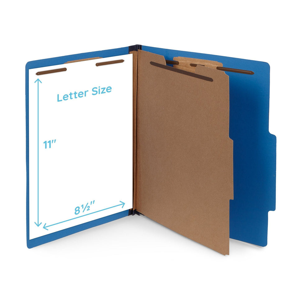 Classification Folders with 1 Divider, Letter Size, Dark Blue, 10 Count Folders Blue Summit Supplies