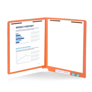 End Tab Fastener File Folders, Letter Size, Orange, 50 Pack Folders Blue Summit Supplies