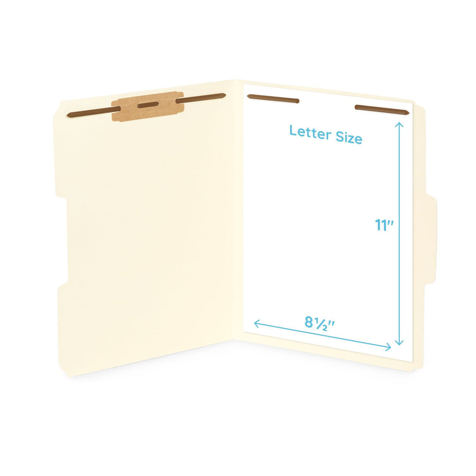 Fastener File Folders, Letter Size, Manila, 50 Pack Folders Blue Summit Supplies