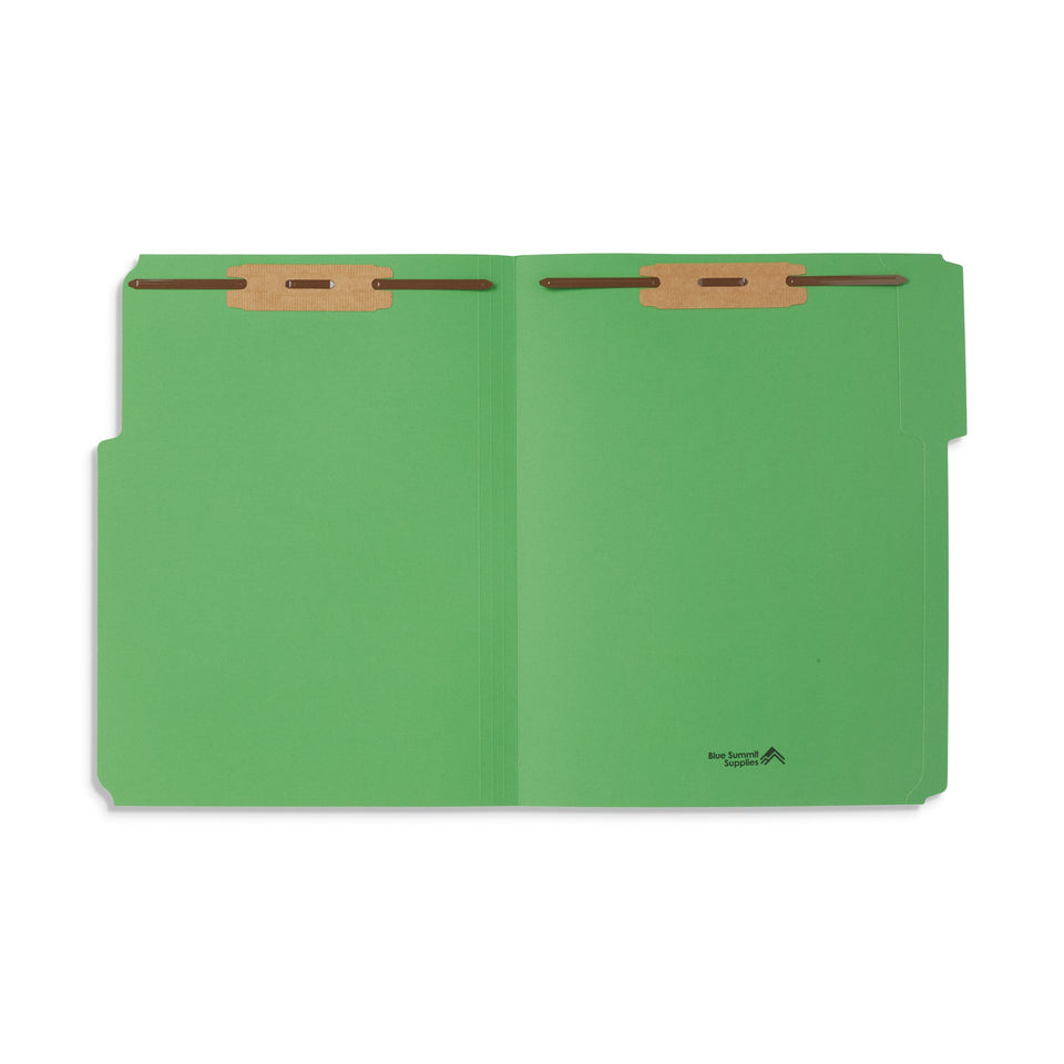Blue Summit Supplies Fastener Folders, Reinforced, Letter, 1/3 Tab, Green, 50 Pack Fastener Folders Blue Summit Supplies