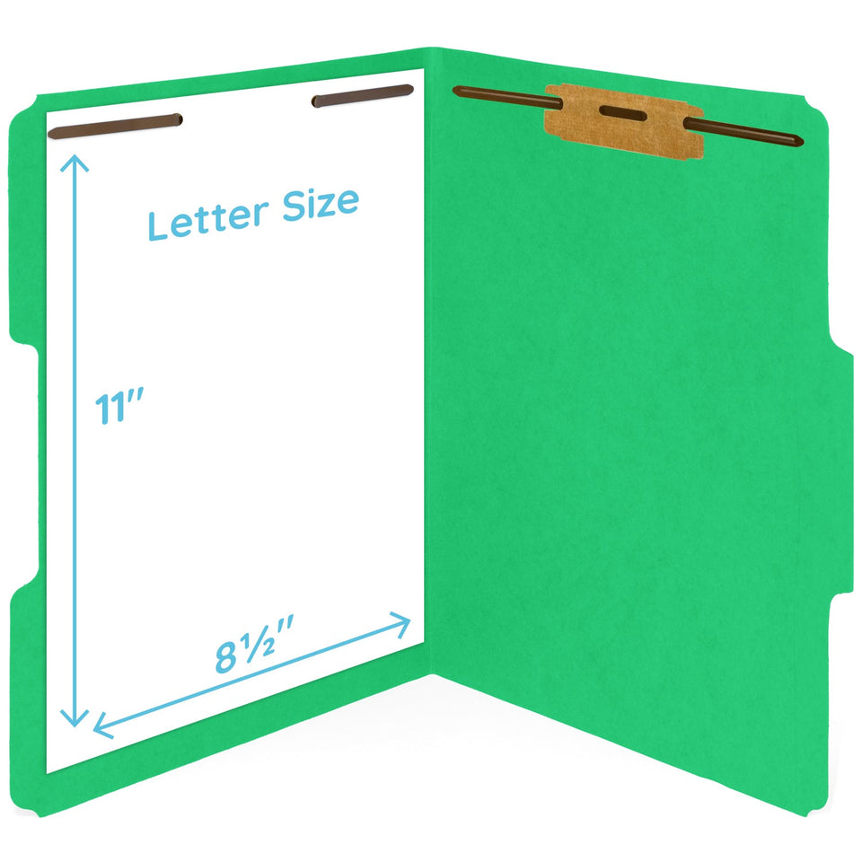 Blue Summit Supplies Fastener Folders, Reinforced, Letter, 1/3 Tab, Green, 50 Pack Fastener Folders Blue Summit Supplies