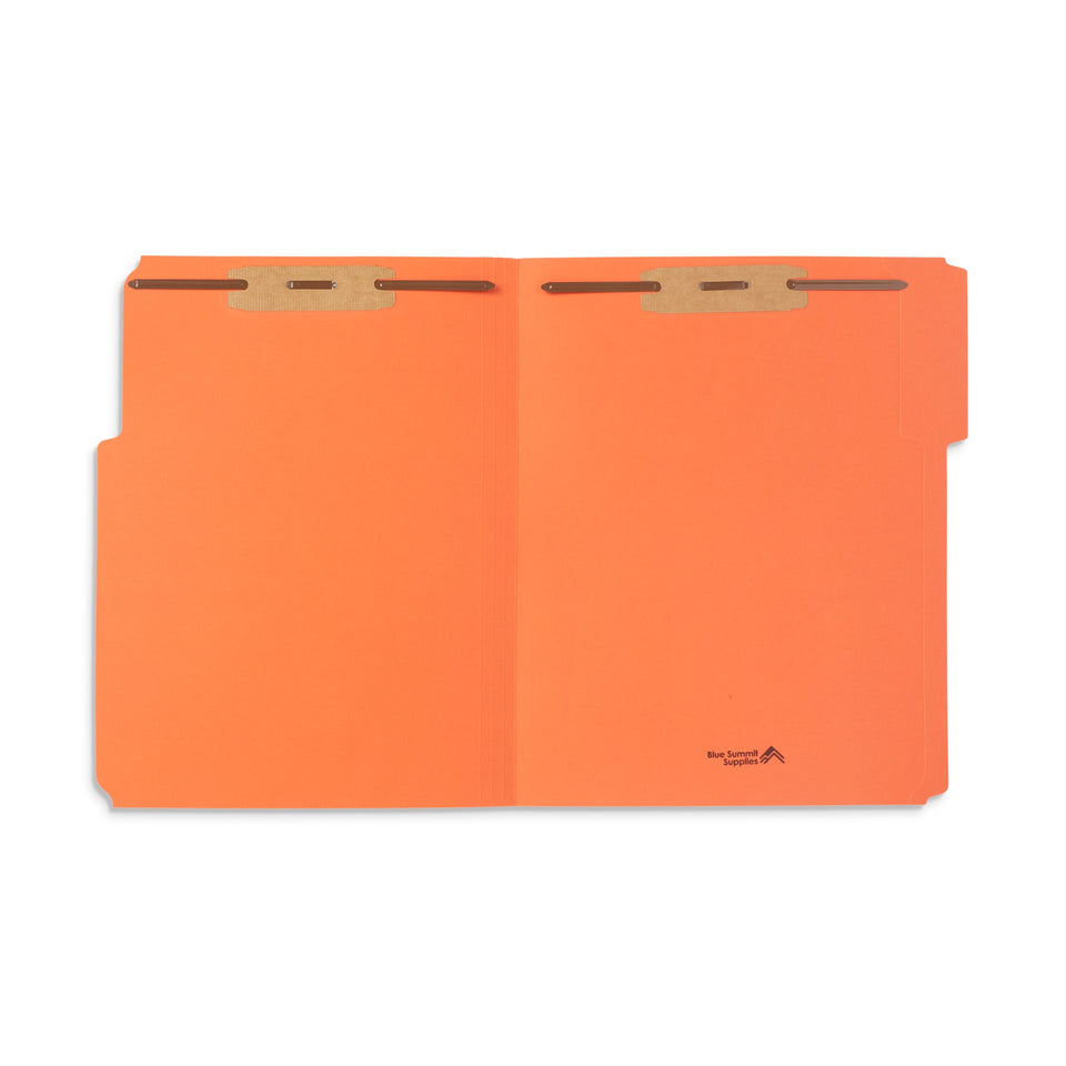 Blue Summit Supplies Fastener Folders, Reinforced, Letter, 1/3 Tab, Orange, 50 Pack Fastener Folders Blue Summit Supplies