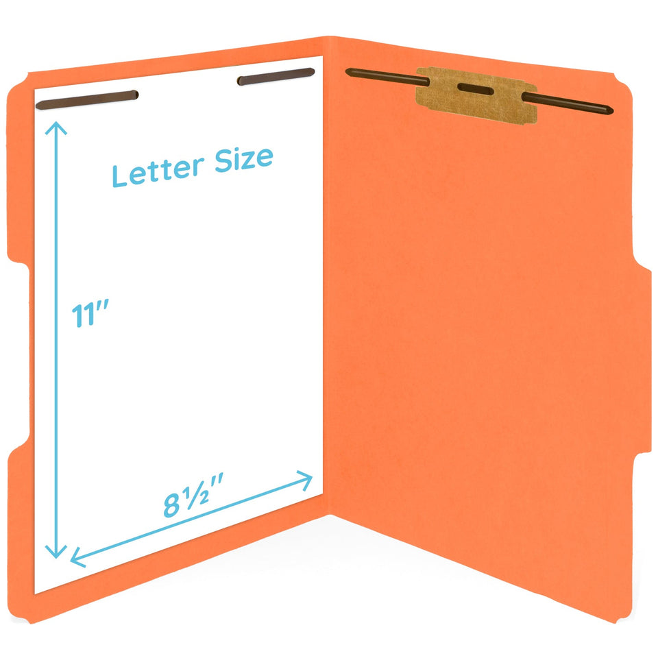 Blue Summit Supplies Fastener Folders, Reinforced, Letter, 1/3 Tab, Orange, 50 Pack Fastener Folders Blue Summit Supplies
