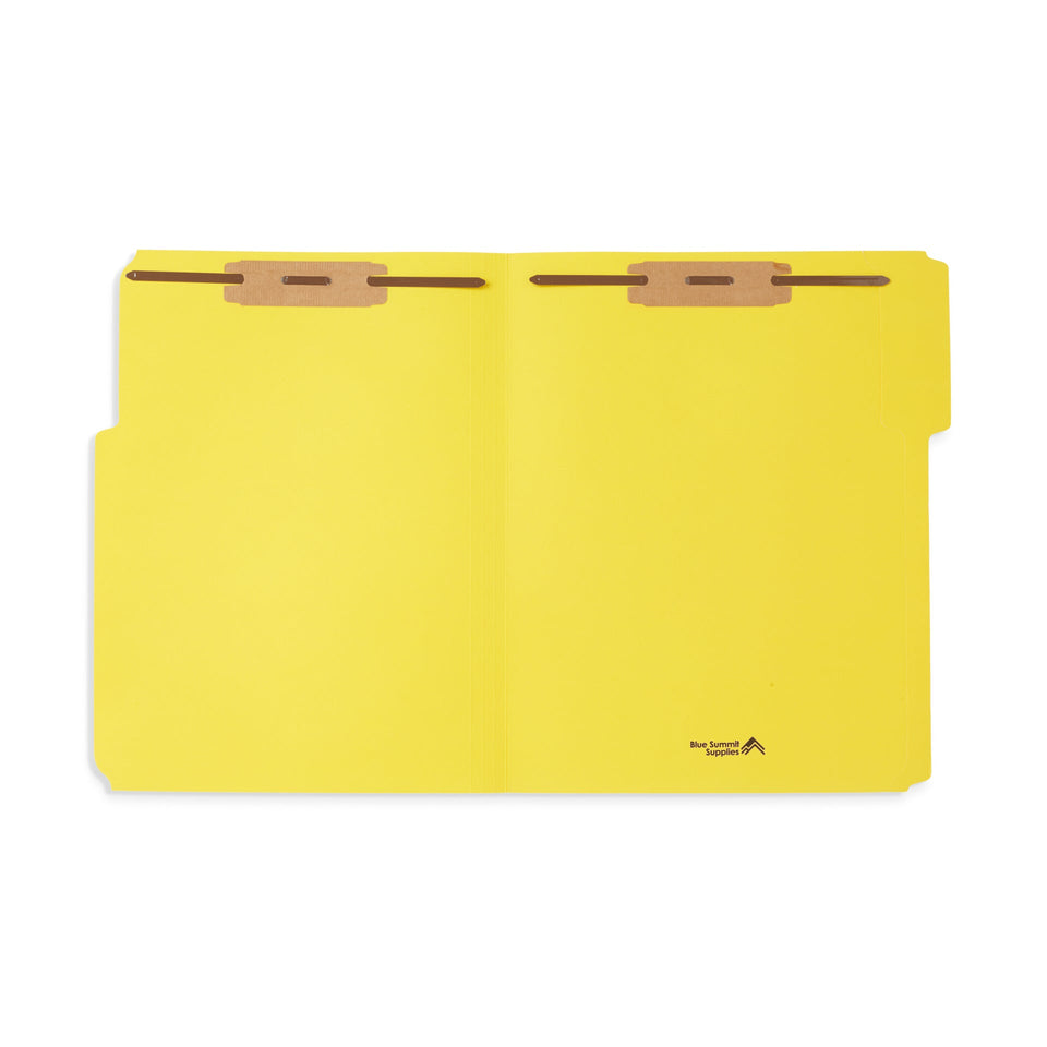Blue Summit Supplies Fastener Folders, Reinforced, Letter, 1/3 Tab, Yellow, 50 Pack Fastener Folders Blue Summit Supplies