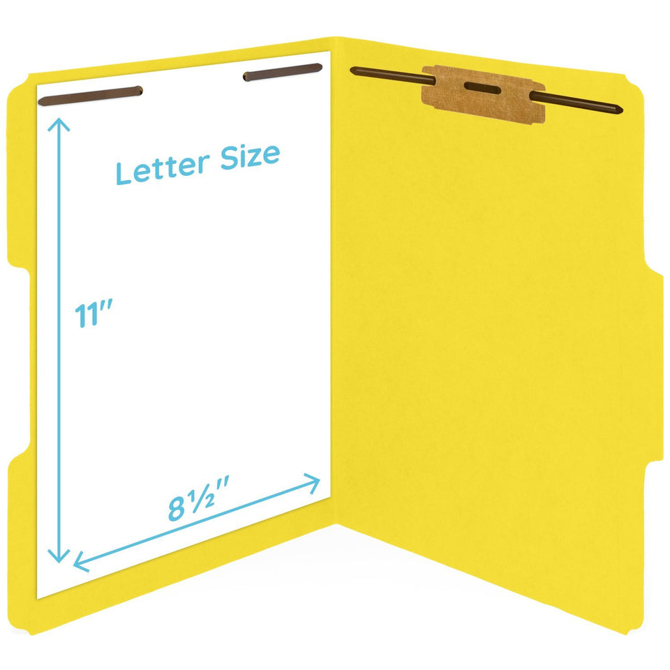 Fastener File Folders, Letter Size, Yellow, 50 Pack Folders Blue Summit Supplies