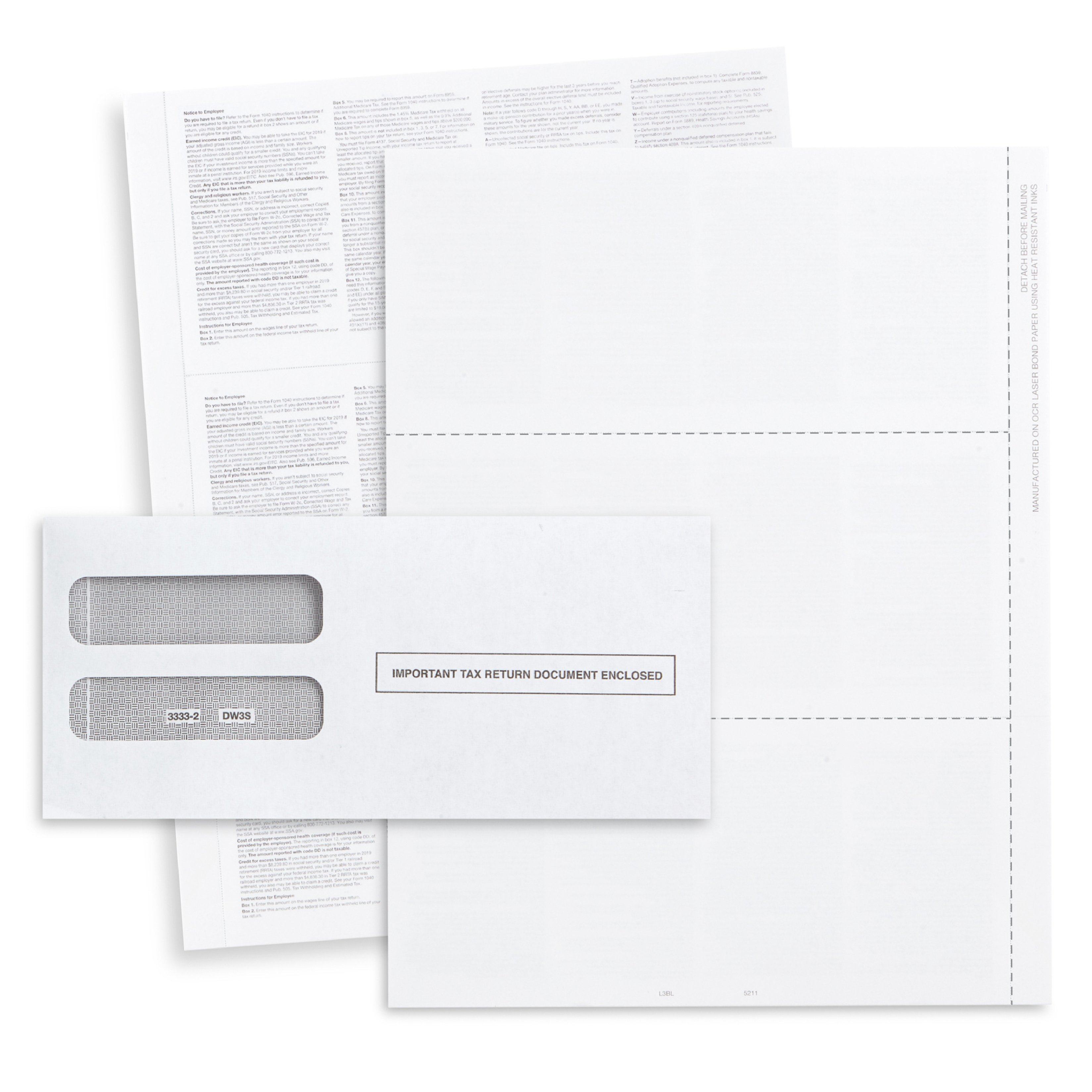 2024 Blue Summit Supplies Tax Forms, Blank W2 3-Up Tax Forms Bundle wi