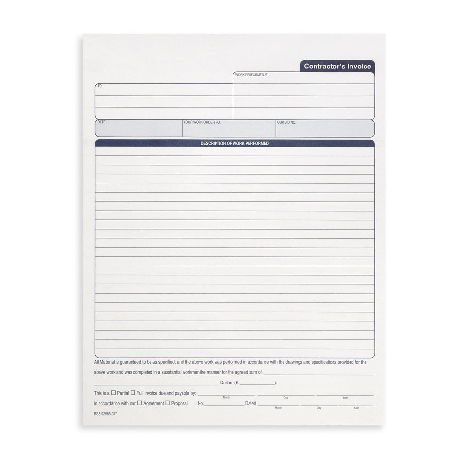 Contractors Invoice Book with 3-Part Carbonless Forms, 50 Sets Business Forms Blue Summit Supplies