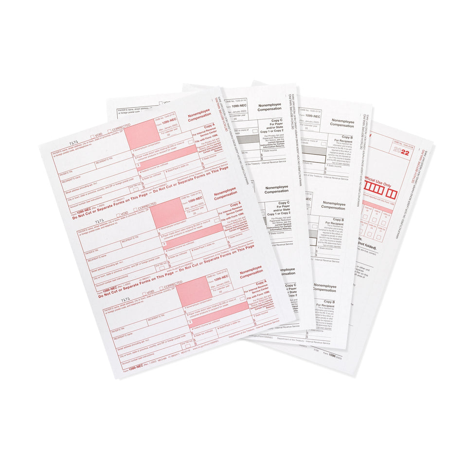 2022 Blue Summit Supplies Tax Forms, 1099-NEC 5-Part Tax Form KIT, 100-Pack 1099 Forms Blue Summit Supplies